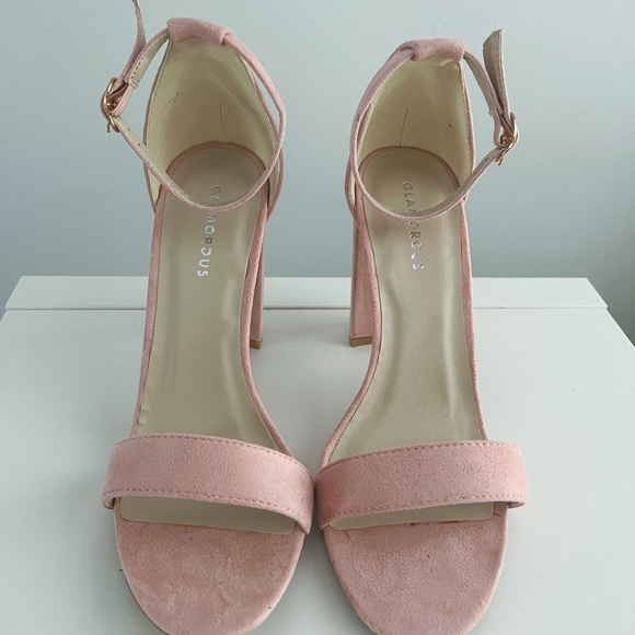 NEW Glamorous Blush Pink Block Heel Sandal - Picture 3 of 12